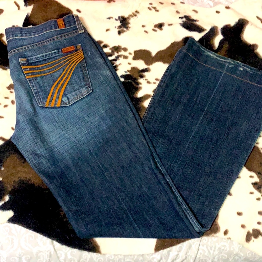 7 for all mankind wide leg/flare dojo jeans